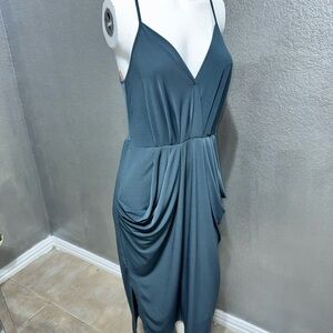 BCBGeneration Teal Draped Midi Dress